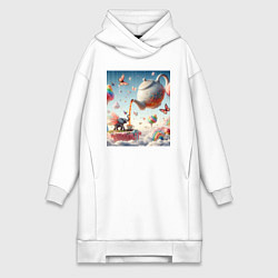 Женская толстовка-платье Чаепитие крылатого слона - психоделика