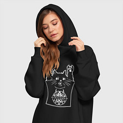 Женское худи-платье Disturbed - cat rock, цвет: черный — фото 2