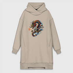 Женская толстовка-платье Japanese dragon - engraving