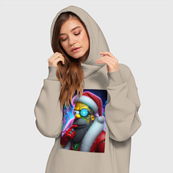 Женское худи-платье Simpson Claus - cyberpunk, цвет: миндальный — фото 2