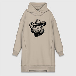 Женская толстовка-платье Носорог ковбой
