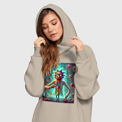 Женское худи-платье Морти в лаборатории Рика Санчеса - нейроарт, цвет: миндальный — фото 2
