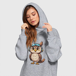 Женское худи-платье Сова геймер, цвет: меланж — фото 2