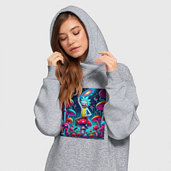 Женское худи-платье Рик Санчес показывает жест победы, цвет: меланж — фото 2