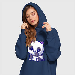 Женское худи-платье Миленькая панда, цвет: тёмно-синий — фото 2