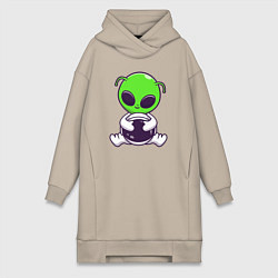 Женская толстовка-платье Пришелец космонавт