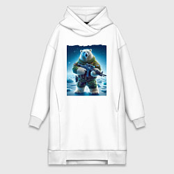 Женское худи-платье Polar bear - special forces, цвет: белый