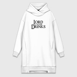 Женское худи-платье Lord of the drinks logo, цвет: белый