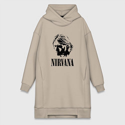 Женское худи-платье Грандж Нирвана Курт Кобейн, цвет: миндальный