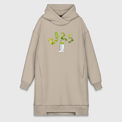 Женская толстовка-платье 2025 цифры зеленые из тюбика