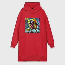 Женское худи-платье Sponge Bob and Venom - collaboration, цвет: красный