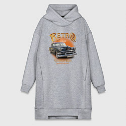Женское худи-платье Ретро гараж и автомобиль Chevrolet 210 Deluxe, цвет: меланж