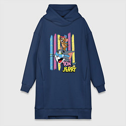 Женская толстовка-платье Том и Джерри - полосы