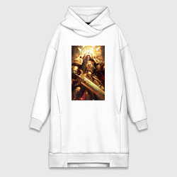Женское худи-платье Император человечества - Вархаммер 40000, цвет: белый