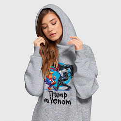Женское худи-платье Venom vs Donald Trump - ai art fantasy, цвет: меланж — фото 2