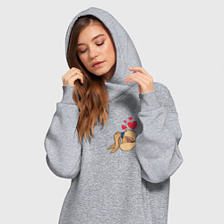 Женское худи-платье Лола Банни поцелуй - парные зайцы, цвет: меланж — фото 2
