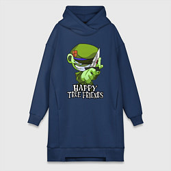Женское худи-платье Happy three friends - Flippy, цвет: тёмно-синий