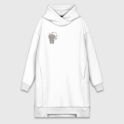 Женская толстовка-платье Белый котик на спине у серого для пары