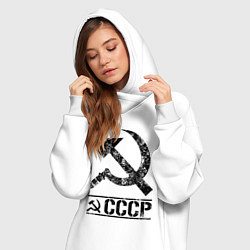 Женское худи-платье Серп и молот черный, цвет: белый — фото 2