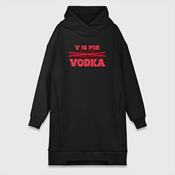 Женское худи-платье V is for vodka, цвет: черный