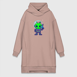 Женское худи-платье Пришелец с бластером, цвет: пыльно-розовый