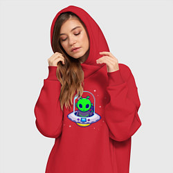 Женское худи-платье Полёт пришельца, цвет: красный — фото 2