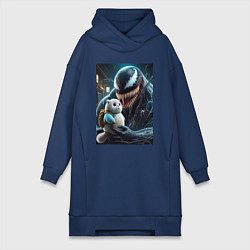 Женская толстовка-платье Venom and funny kitten with backpack