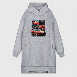 Женская толстовка-платье Спортивная машина по кусочкам и целиком