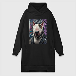 Женская толстовка-платье Морда крутого бультерьера