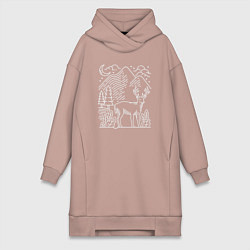 Женская толстовка-платье Горы и олень