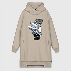 Женское худи-платье Космическая красотка, цвет: миндальный