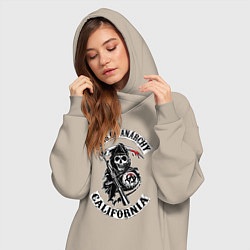 Женское худи-платье Sons of anarchy - logo, цвет: миндальный — фото 2
