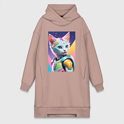 Женская толстовка-платье Котик в стиле киберпанк