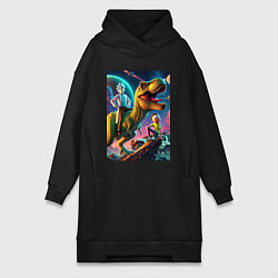 Женская толстовка-платье Приключения Рика и Морти на планете динозавров