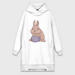 Женская толстовка-платье Пасхальный кролик с яйцом