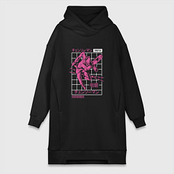 Женское худи-платье Человек-бензопила Денджи розовая решетка, цвет: черный
