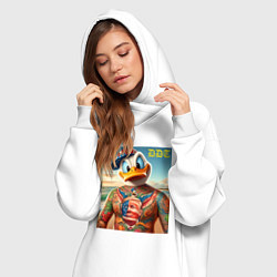 Женское худи-платье Donald Duck Trump - meme, цвет: белый — фото 2