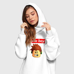 Женское худи-платье Sigma boy roblox head - мем Роблокс Сигма бой, цвет: белый — фото 2