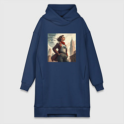 Женское худи-платье Сильная женщина, цвет: тёмно-синий