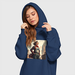 Женское худи-платье Сильная женщина, цвет: тёмно-синий — фото 2
