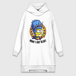 Женская толстовка-платье Мардж Симпсон на фоне пиццы - панк жив