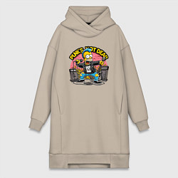 Женское худи-платье Панк Гомер Симпсон - певец, цвет: миндальный