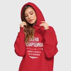 Женское худи-платье Жена сварщика важна, цвет: красный — фото 2