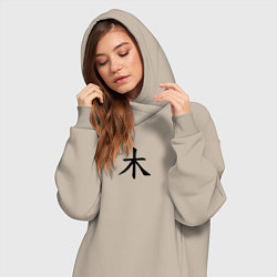 Женское худи-платье Четверг японским иероглифом, цвет: миндальный — фото 2