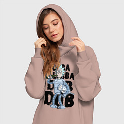 Женское худи-платье Рик и Бендер, цвет: пыльно-розовый — фото 2