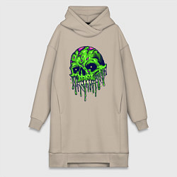 Женская толстовка-платье Green skull