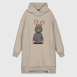 Женское худи-платье Cartoon hare character, цвет: миндальный