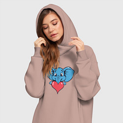 Женское худи-платье Слон и сердце, цвет: пыльно-розовый — фото 2