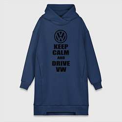 Женское худи-платье Keep Calm & Drive VW, цвет: тёмно-синий
