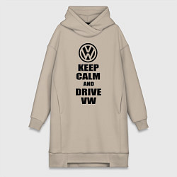 Женское худи-платье Keep Calm & Drive VW, цвет: миндальный